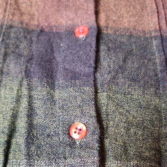 SERENGETI | Green Brown Neutral Plaid Cotton Pintuck Button-Down Shirt Top | 2X - Picture 8 of 8